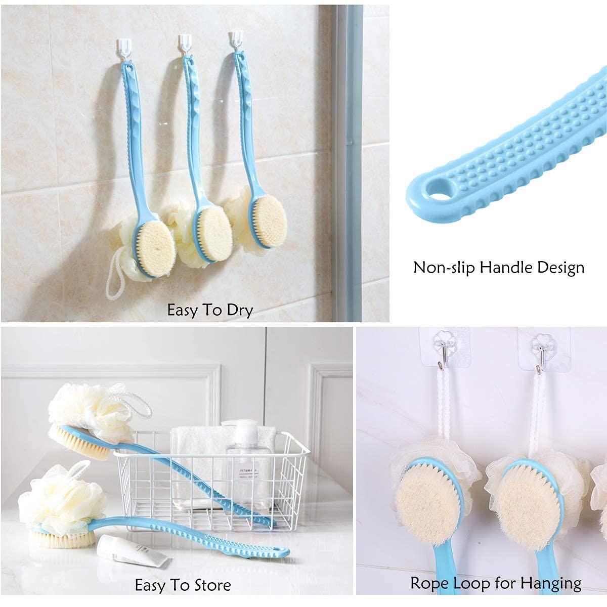 🤩2 IN 1 Loofah with Soft Bristles and handle, Double Sided Scrubber and Brush[Buy 1 Get 1 Free]🤩