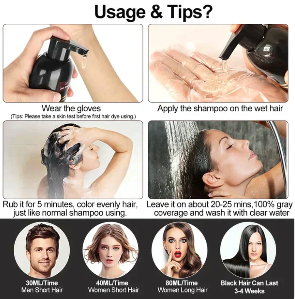 🤩3-IN-1 Black Ayurvedic Hair Dye Shampoo For Grey Hair [🔥Buy 1 Get 1 free🔥]🤩